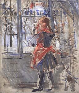 L Enfant au Tablier Rouge, a sketch, Berthe Morisot